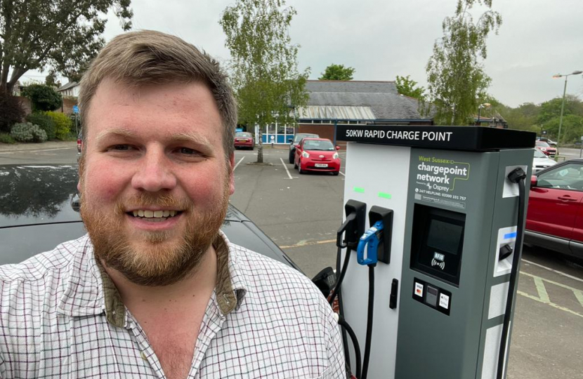 James at one of the new electric car charging points 